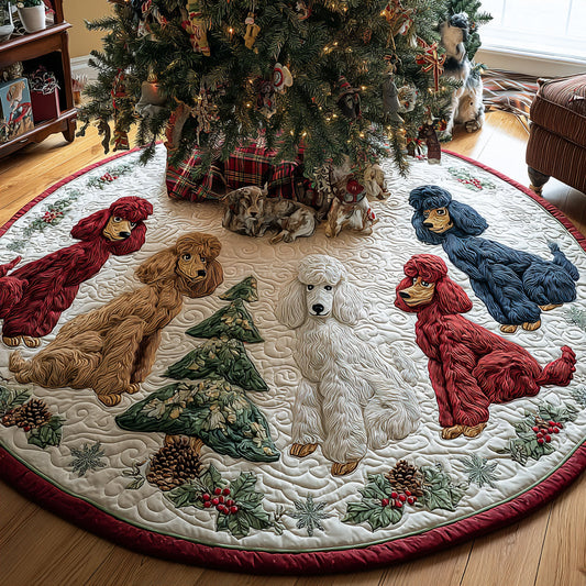 Jolly Poodle Spirit Quilted Christmas Tree Skirt NCU0DV8080
