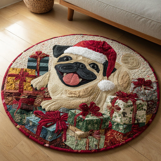Jolly Pug Presents Quilted Round Mat NCU0HH411