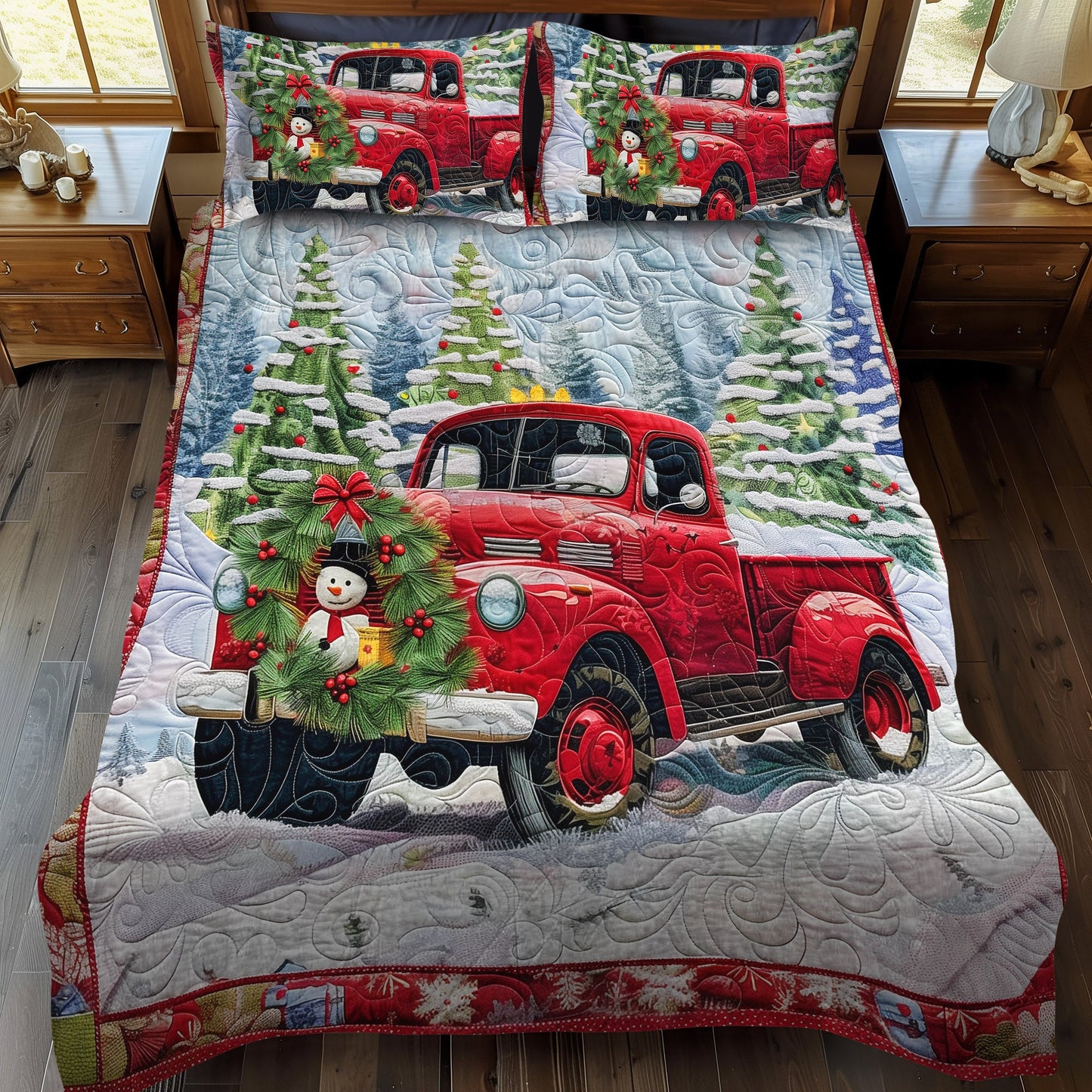 Jolly Red Delivery 3-Piece Quilted Bedding Set NCU0DV1631