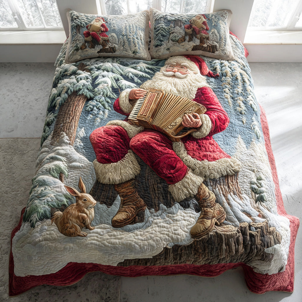 Jolly Red Santa 3-Piece Quilted Bedding Set NCU0TD1537
