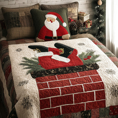 Jolly Santa 3-Piece Quilted Bedding Set NCU0DV7780