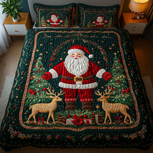 Jolly Santa Cheer 3-Piece Quilted Bedding Set NCU0NT1913