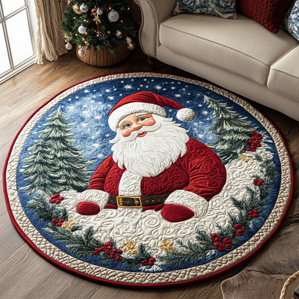 Jolly Santa Quilted Round Mat NCU0DK9910