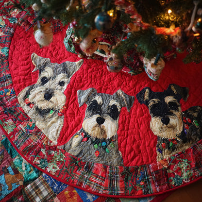 Jolly Schnauzers Quilted Christmas Tree Skirt NCU0DV7622