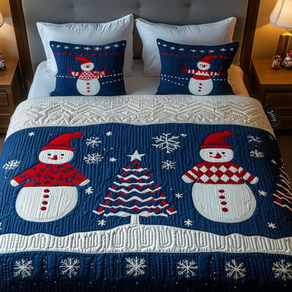 Jolly Snowman 3-Piece Quilted Bedding Set NCU0NT2078