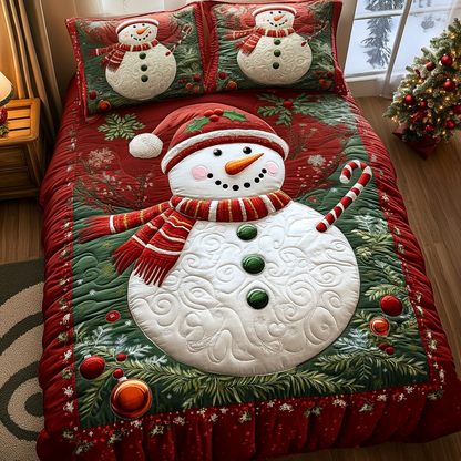 Jolly Snowman 3-Piece Quilted Bedding Set NCU0DV1764