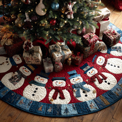 Jolly Snowman Quilted Christmas Tree Skirt NCU0HH1195