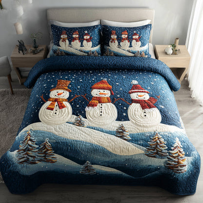 Jolly Snowman Trio 3-Piece Quilted Bedding Set NCU0HH353
