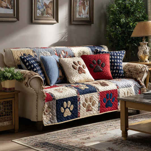 Joy Paw Quilted Sofa Cover NCU0NT11729