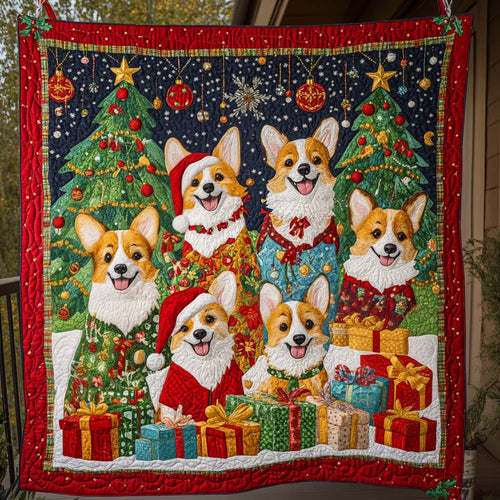 Joyful Corgi Celebration Quilted Blanket NCU0NT1866