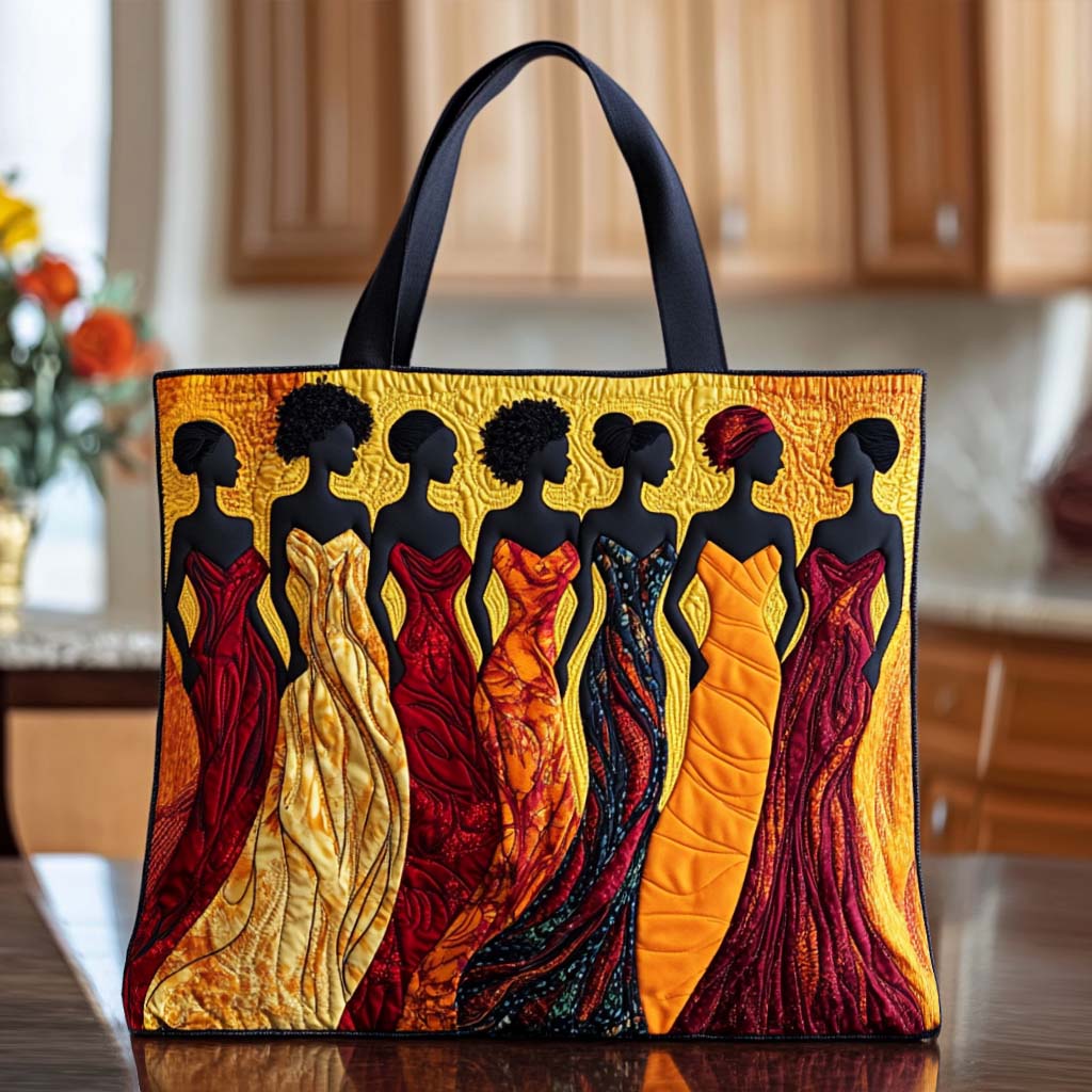 Joyful Black Spirit Quilted Tote Bag NCU0NT8756