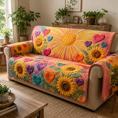 Joyful Blossom Gleam Quilted Sofa Cover NCU0VL3878