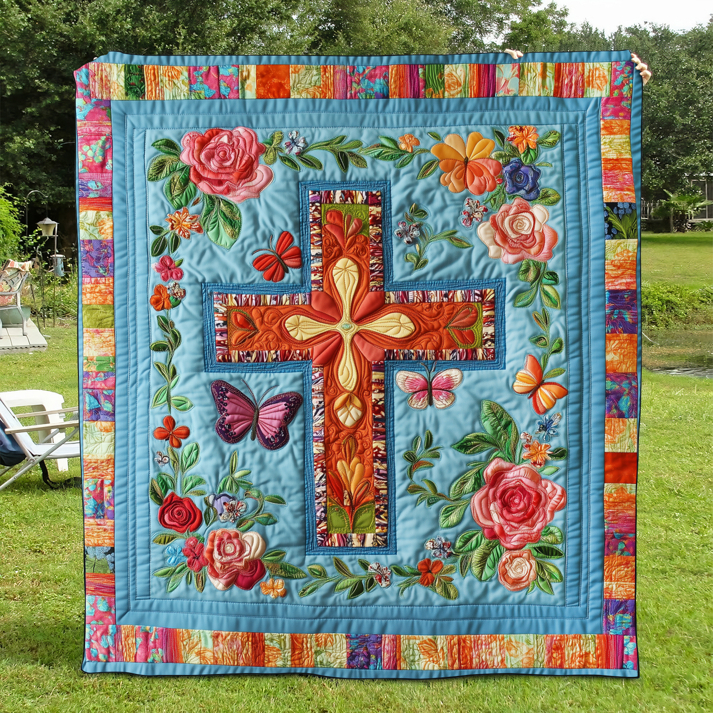 Joyful Cross Quilted Blanket NCU0VL520