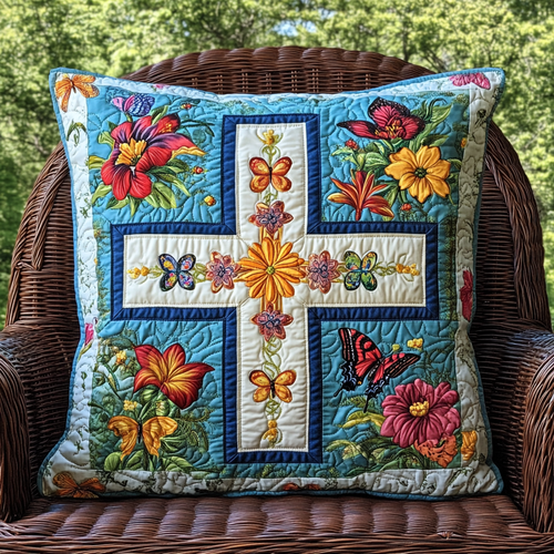 Joyful Cross Quilted Pillow Case NCU0VL551