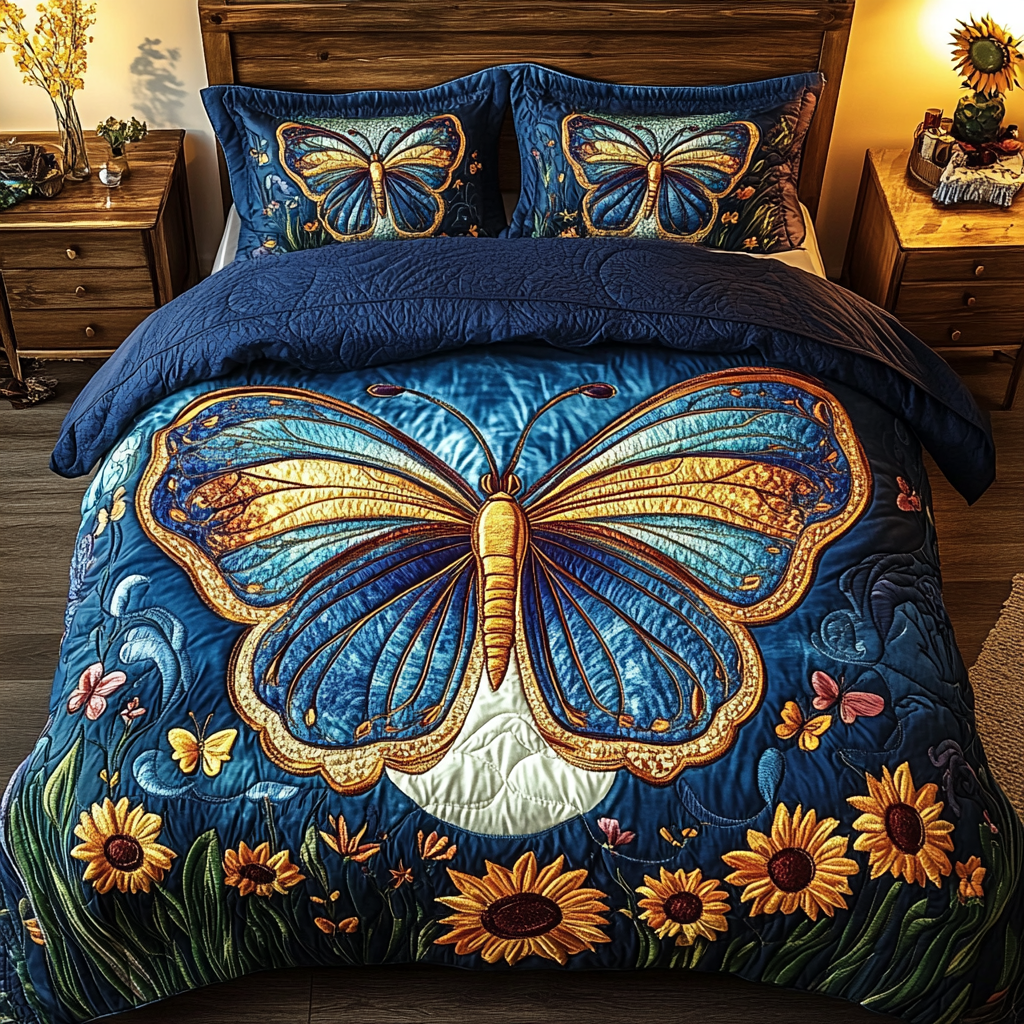 Joyful Flight 3-Piece Quilted Bedding Set NCU0VL1650