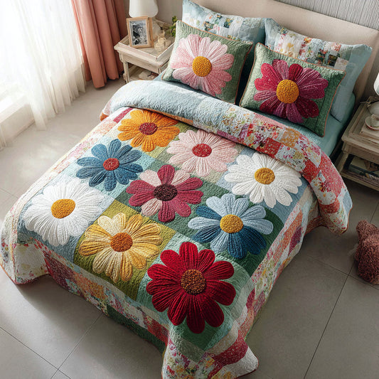 Joyful Garden 3-Piece Quilted Bedding Set NCU0TV144