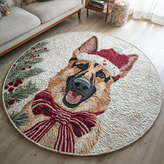 Joyful German Shepherd Quilted Round Mat NCU0HH486