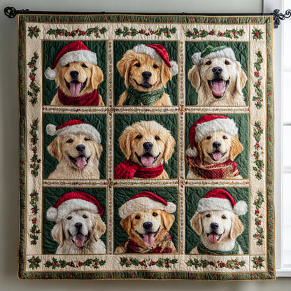 Joyful Golden Retrievers Quilted Blanket NCU0HH213