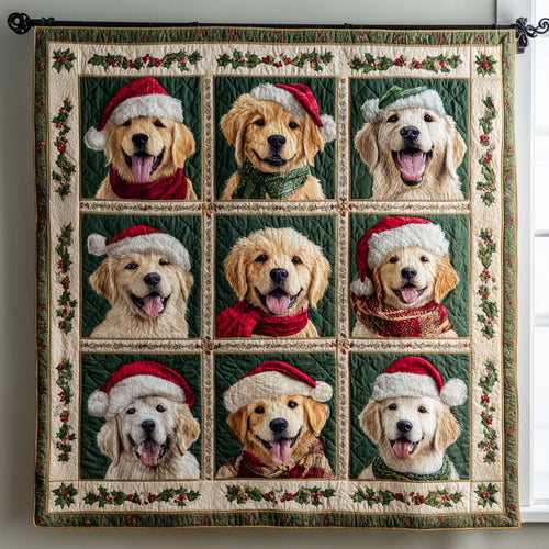 Joyful Golden Retrievers Quilted Blanket NCU0HH213
