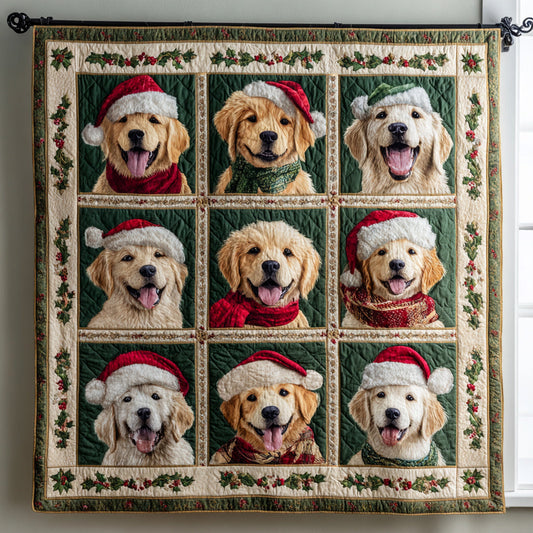 Joyful Golden Retrievers Quilted Blanket NCU0HH213