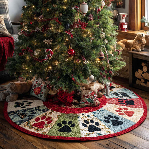 Joyful Paws Christmas Quilted Tree Skirt NCU0NT9963