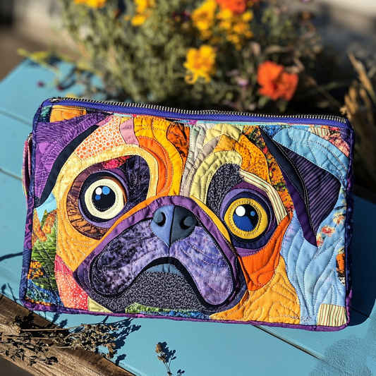 Joyful Pug Quilted Zipper Pouch NCU0DK9467