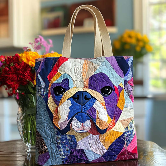 Joyful Pup Colors Quilted Tote Bag NCU0NT8805