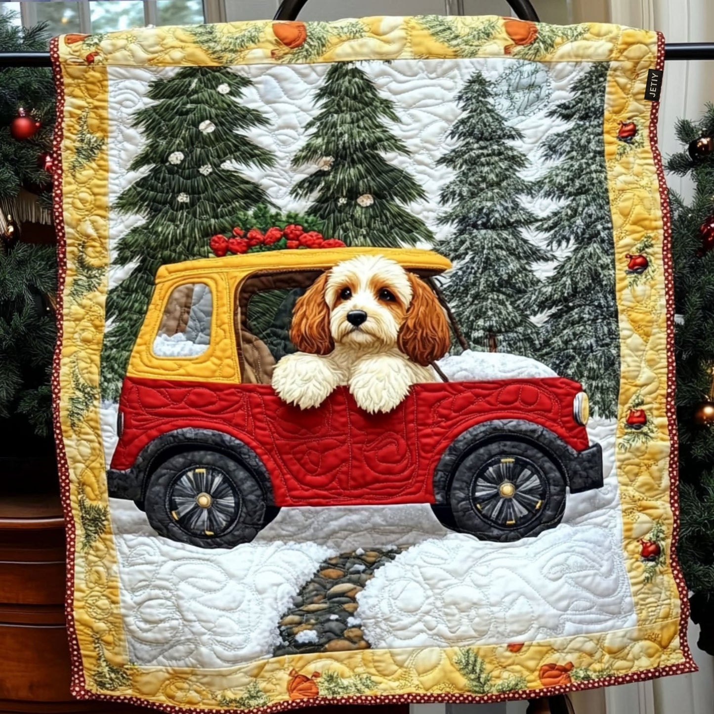 Joyful Pups Gathering Quilted Blanket NCU0PT2178