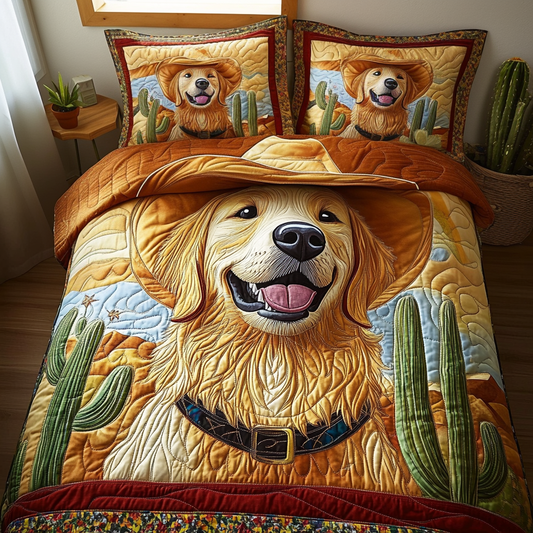 Joyful Retriever 3-Piece Quilted Bedding Set NCU0DV5494