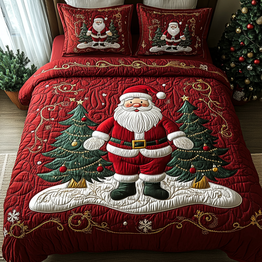 Joyful Santa Quilted Bedding Set NCU0DV1800