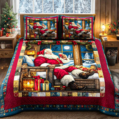 Joyful Santa Ride 3-Piece Quilted Bedding Set NCU0TD1005