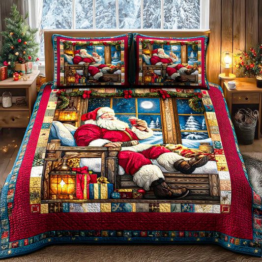 Joyful Santa Ride 3-Piece Quilted Bedding Set NCU0TD1005