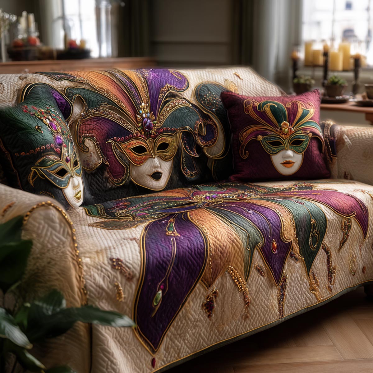 Joyful Season Quilted Sofa Cover NCU0DV9171