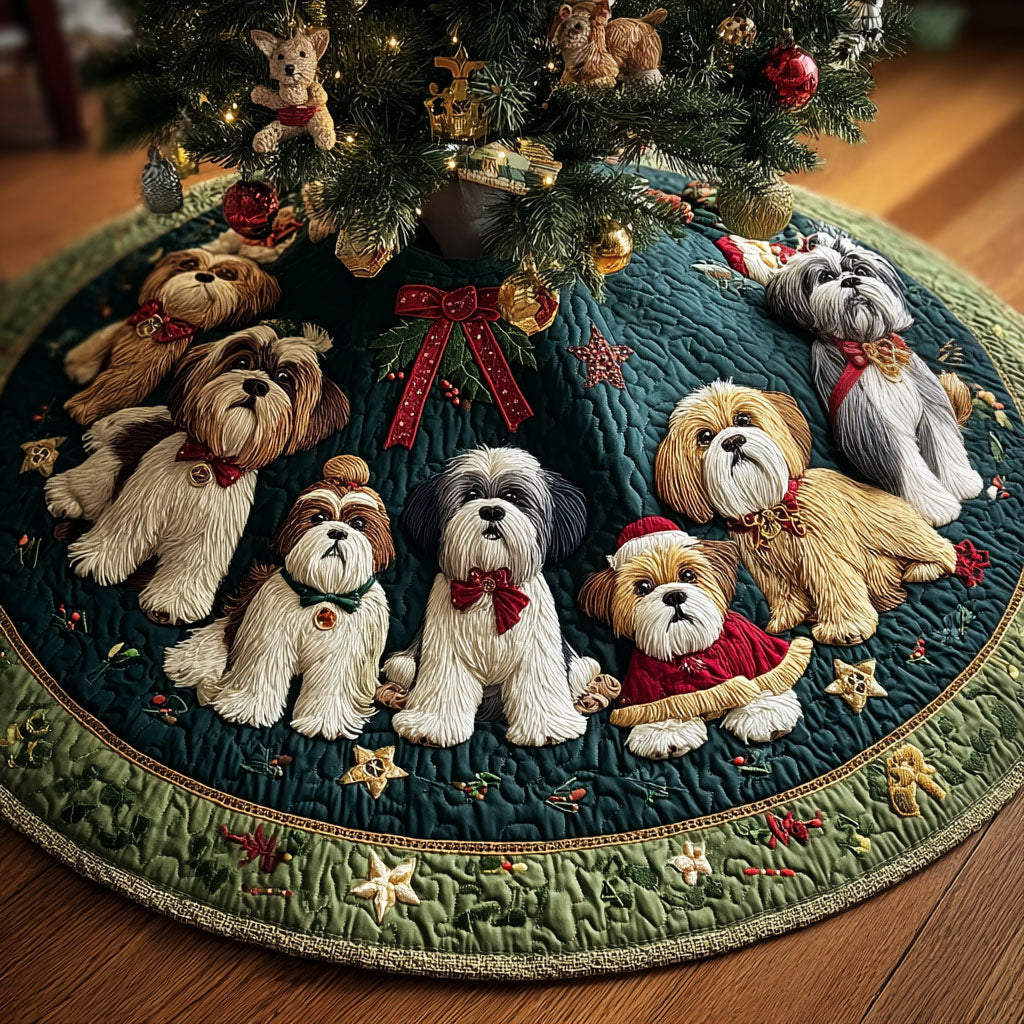 Shih Tzu Christmas Quilted Tree Skirt NCU0VT294