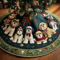 Joyful Shih Tzu Christmas Quilted Tree Skirt NCU0DK10722