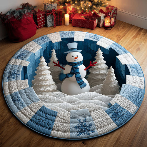 Joyful Snowman Quilted Round Mat NCU0TH3304