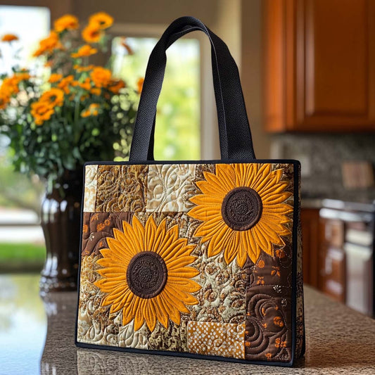 Joyful Sunflower Whispers Quilted Tote Bag NCU0NT8466
