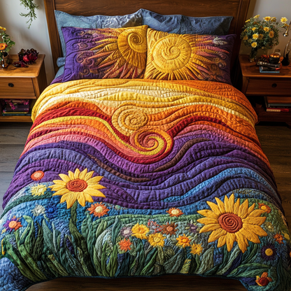 Joyful Swirls 3-Piece Quilted Bedding Set NCU0VH3826