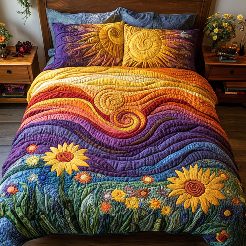 Joyful Swirls 3-Piece Quilted Bedding Set NCU0VH3826