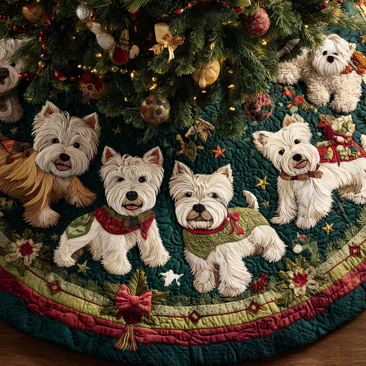 Joyful West Highland Terrier Christmas Quilted Tree Skirt NCU0DK10822