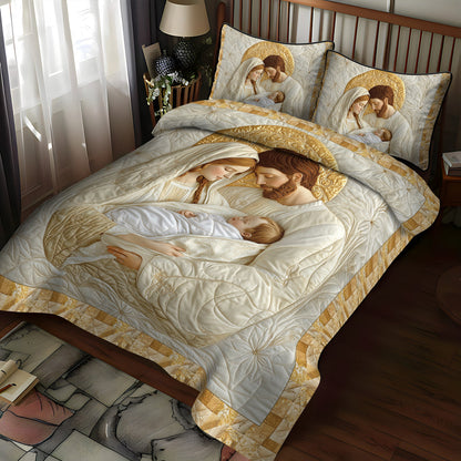 Joyous Nativity Scene 3-Piece Quilted Bedding Set NCU0TL1747