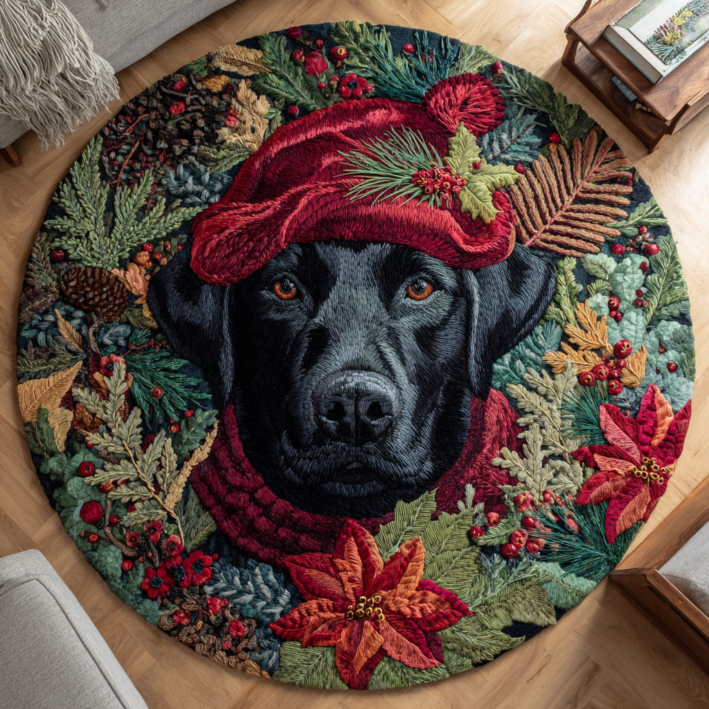 Jungle Black Lab Round Carpet NCU0HH1203