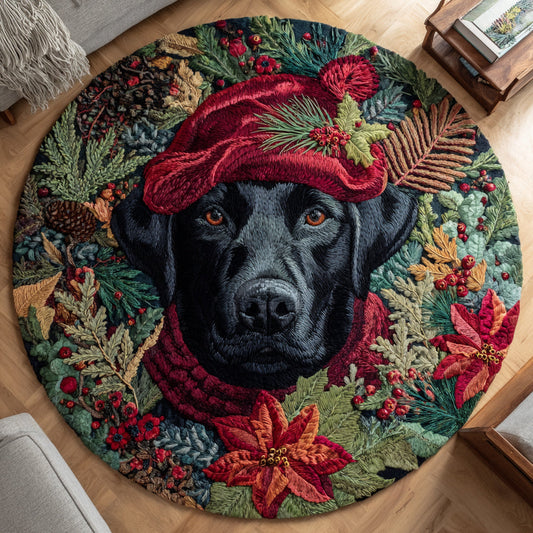 Jungle Black Lab Round Carpet NCU0HH1203