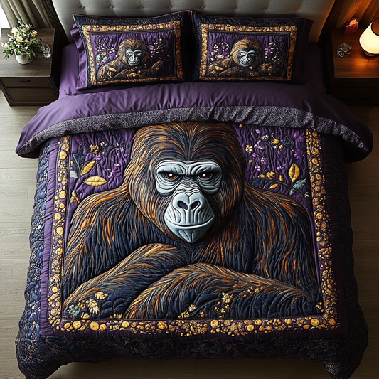 Jungle Gorilla 3-Piece Quilted Bedding Set NCU0DK4084