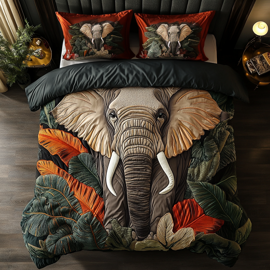 Jungle Majesty 3-Piece Quilted Bedding Set NCU0DK2739