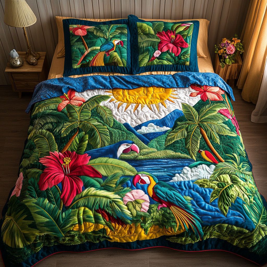 Jungle Sunrise 3-Piece Quilted Bedding Set NCU0PT4727