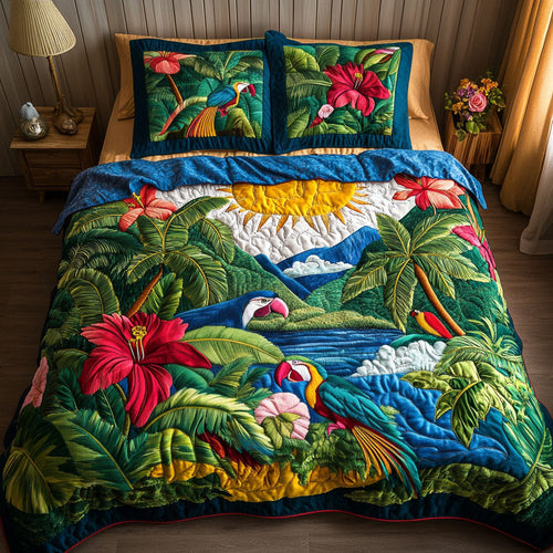 Jungle Sunrise 3-Piece Quilted Bedding Set NCU0PT4727