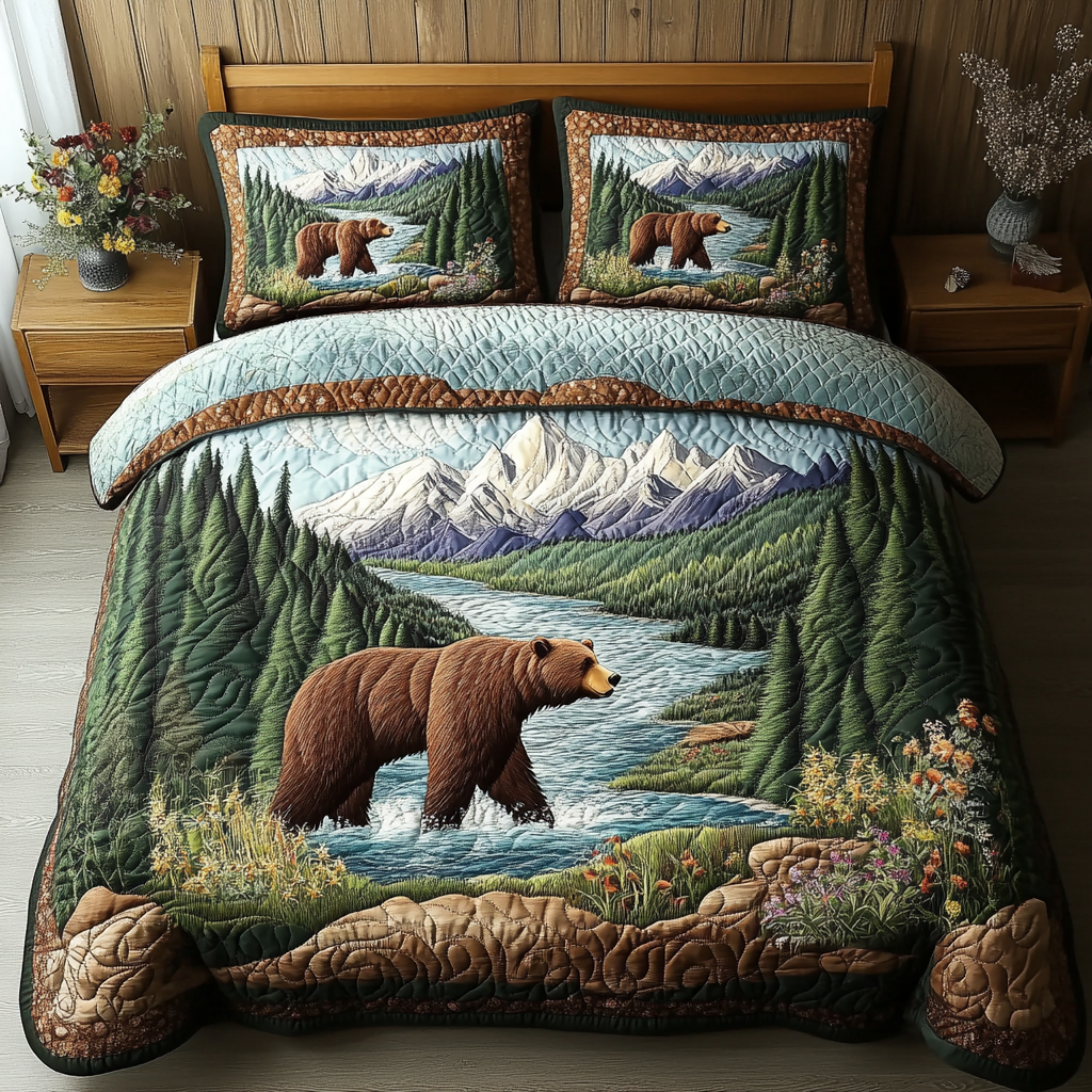 Jungle Trail 3-Piece Quilted Bedding Set NCU0VL2448