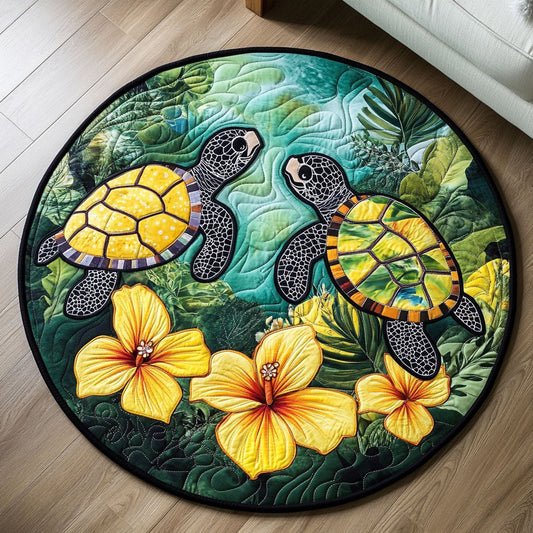 Jungle Turtle Haven Quilted Round Mat NCU0NT4541