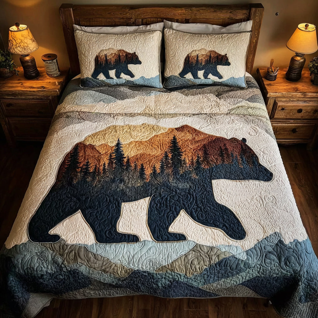 Juniper Bear Shadow 3-Piece Quilted Bedding Set NCU0HH1409